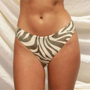 Free People Stone Fox Swim Roca Bikini Bottom Small Earth Zebra Green Surf Beach